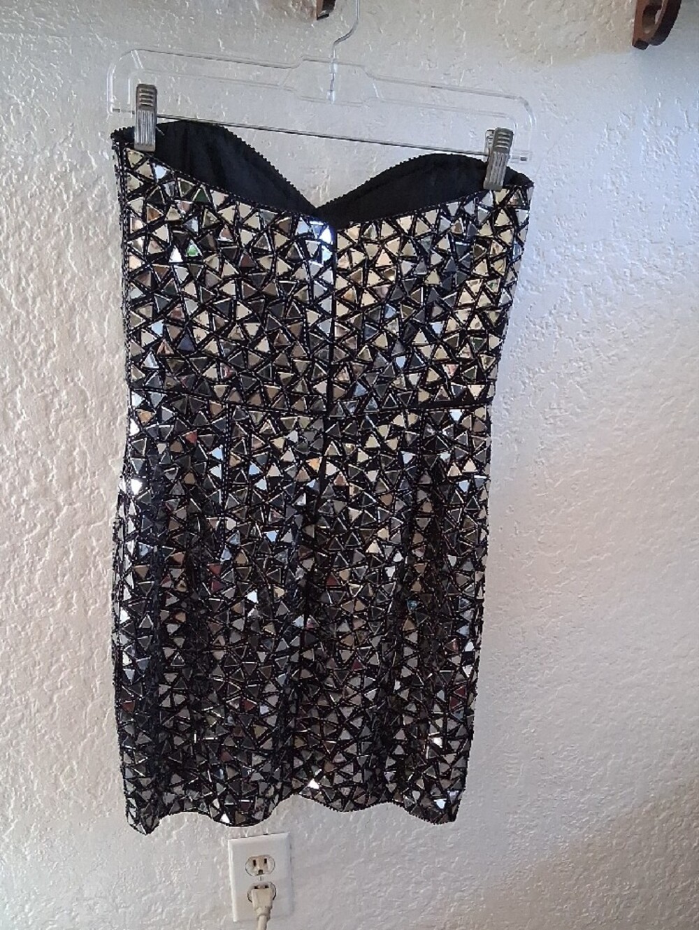 Parker Strapless Silver Mosaic Sequin Dress - Picture 2 of 6